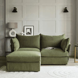 Image showing the Model 06 Velvet 2 Seater Sofa With Chaise, Vine product.