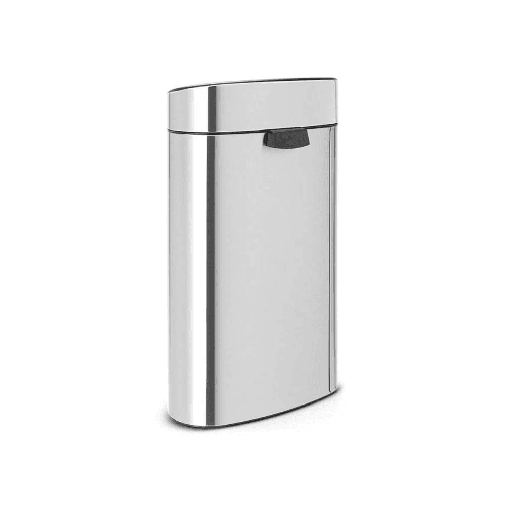 Plastic bucket touch bin, 40 litre, Matt Steel Fingerprint Proof
