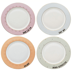 Image showing the Slogan Set of 4 Dinner Plates, D26.4cm, Pastel product.