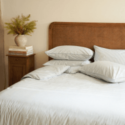 Image showing the Striped Percale  Duvet Cover, Superking, Blue Stripe product.