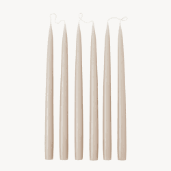 Image showing the Set of 6 Tapered Dinner Candles, H35cm, Latte product.