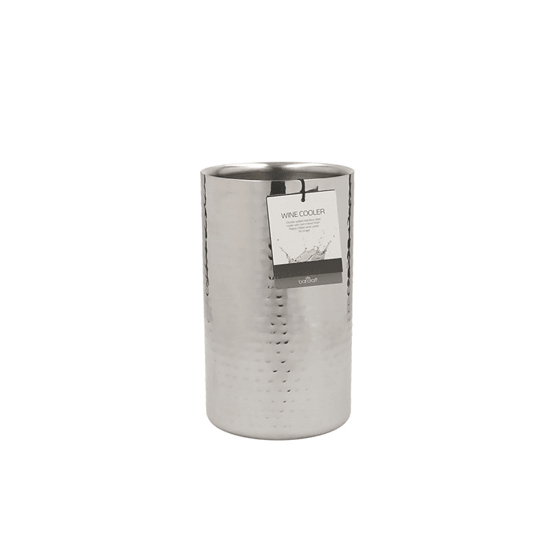 Double-walled wine bottle cooler, D12 x H20cm, hammered metal