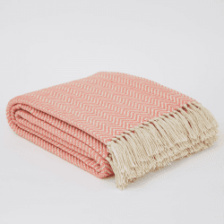 Image showing the Herringbone Blanket, 250cm x 130cm, Coral product.