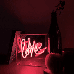 Image showing the Neon Box Love Mini Glass Sign, H16 x W16cm, Pink product.