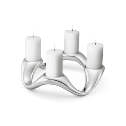 Image showing the Cobra Round 4 Pillar Candleholder, D33cm, Silver product.