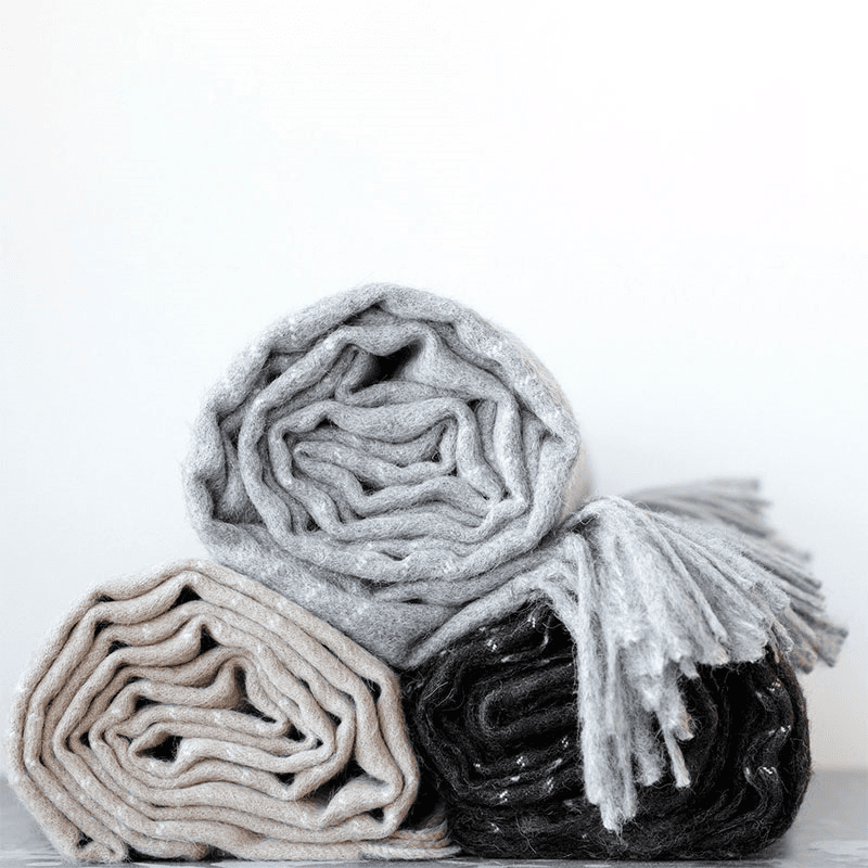 Superior Plaid Throw, H200cm x W130cm, Beige/White
