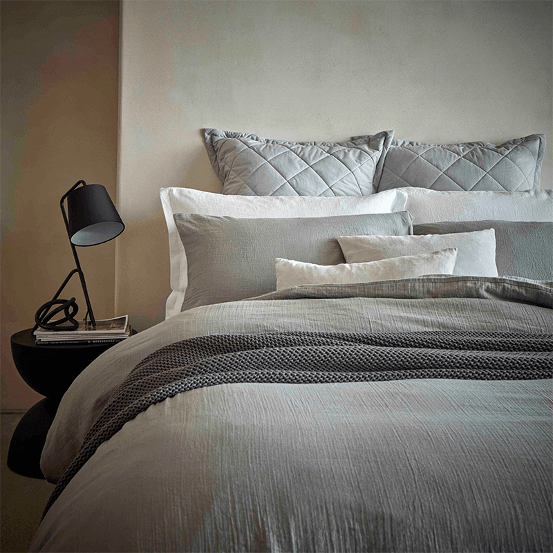 Organic Retreat Duvet Set, Double, Soft Grey