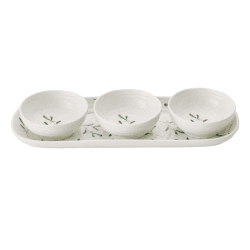 Image showing the Mistletoe Serving bowl set, L27.5 x W10cm, White/ Green product.