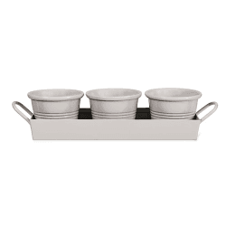 Image showing the Classic Set of 3 Plant Pots with Tray, Chalk product.