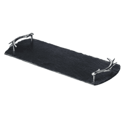 Image showing the Antler Handles Serving tray, 42 x 15cm, Slate With Stainless Steel product.