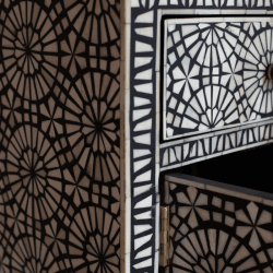 Image showing the Kaleidoscope Bone Inlay Bedside Table, Black product.