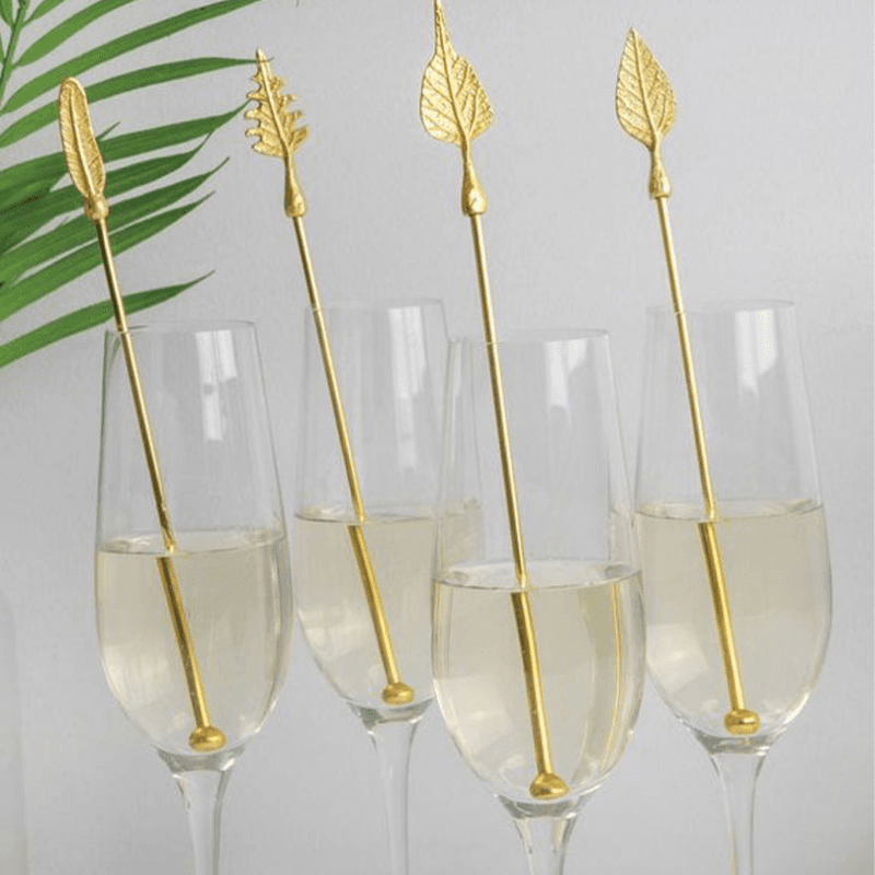 Set of 4 Cocktail Stirrers, Antique Gold