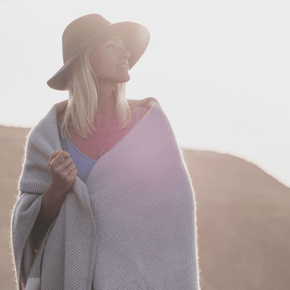 Herringbone Picnic blanket, 130 x 200cm, Gull Grey
