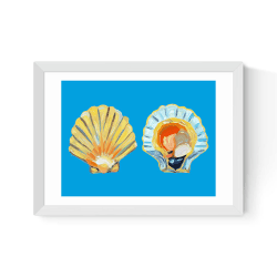 Image showing the Alice Straker Scallops on Blue Framed Print, 45 x 33cm, Blue product.