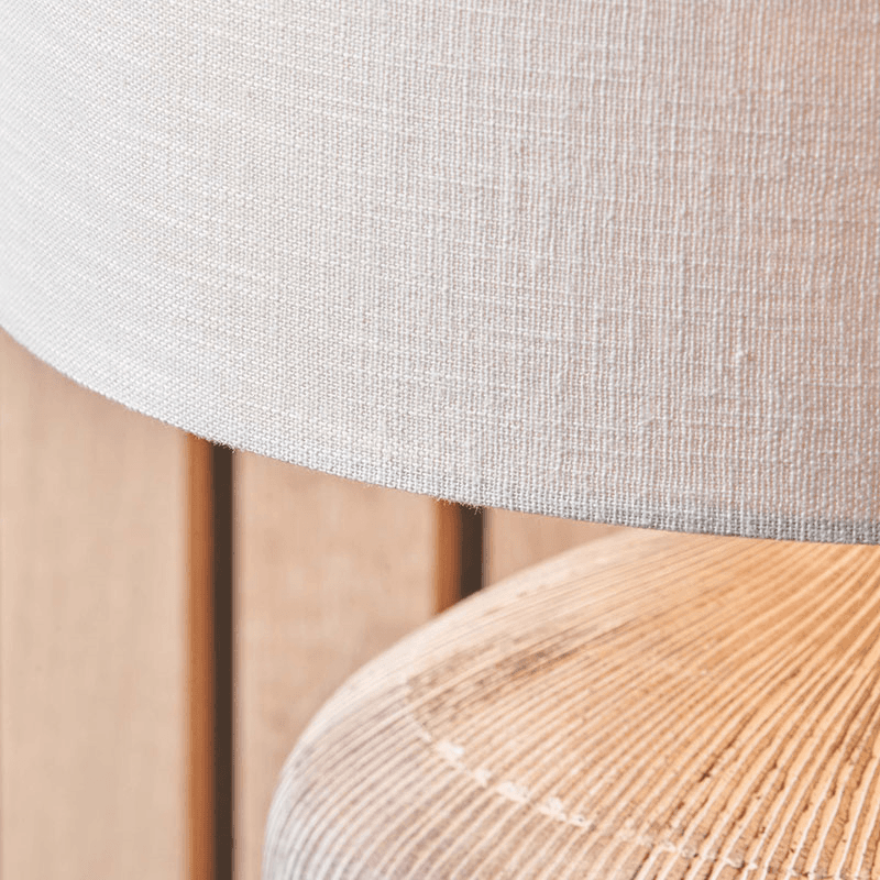 Manaia Textured Table Lamp With Linen Drum Shade, H35cm, White Wash