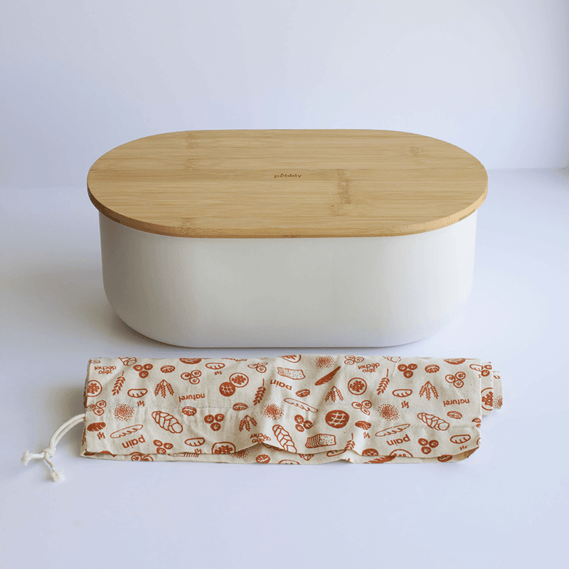 4-In-1 Bread Box with Bamboo Lid, 36 x 20 x 13cm, Natural
