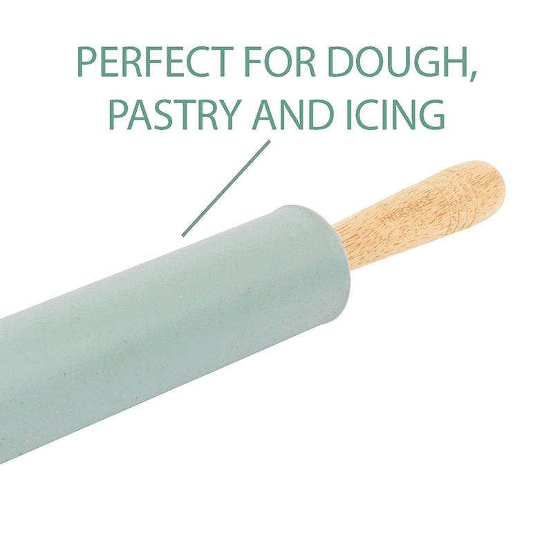 Silicone Rolling Pin With Wooden Handles, Teal