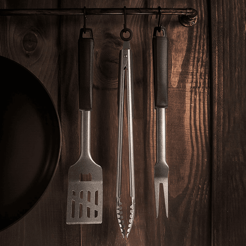3 Piece BBQ Tool Set, Black