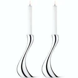 Image showing the Cobra Pair of candleholders, 24cm, stainless steel product.