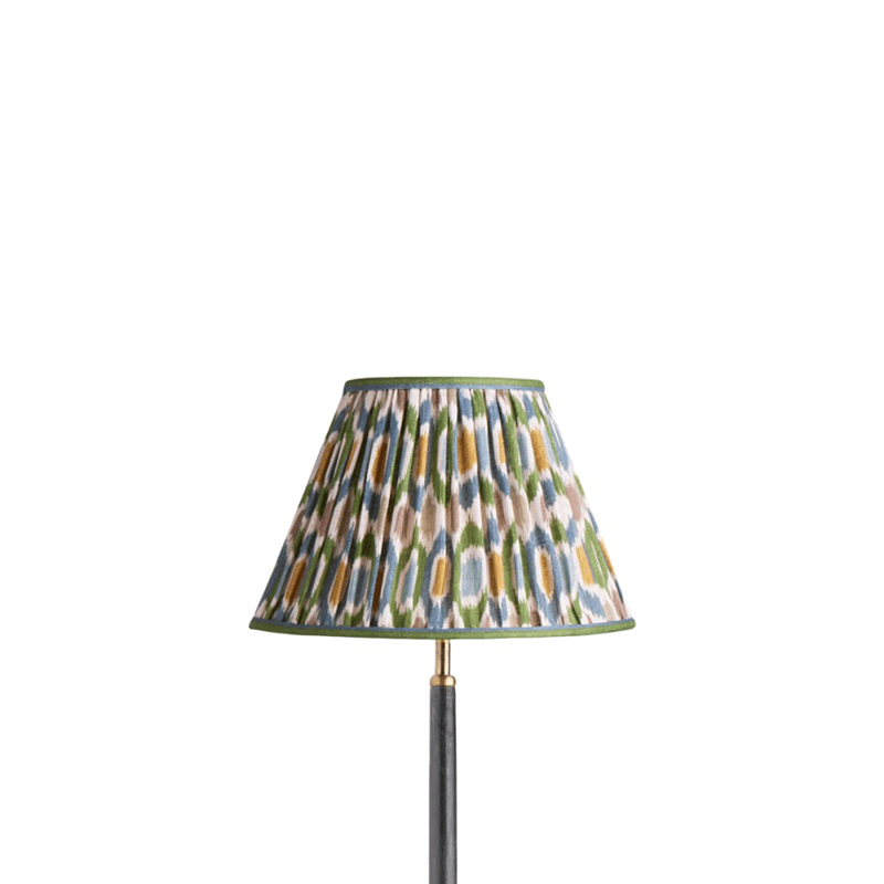 Empire Shade Small Ikat Spot Linen By GP & J Baker, 30cm, Blue/Green