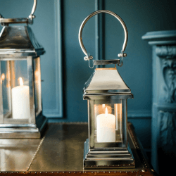 Image showing the Station Lantern, H28 x W13 x D13cm, Clear/Silver product.