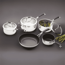 Image showing the Five piece deluxe cookware set, Non-Stick Stainless Steel product.