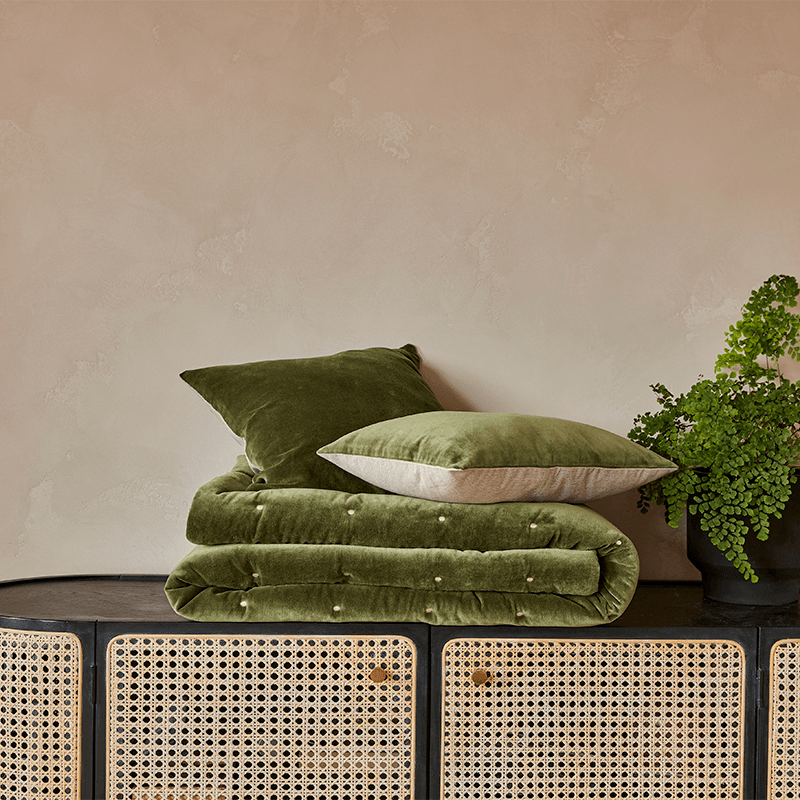 Jaipur Bedspread, 220 x 200cm, Olive Green