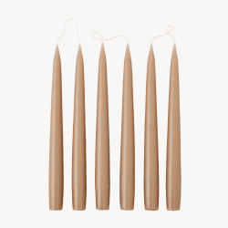 Image showing the Set of 6 Tapered Dinner Candles, H25cm, Cappuccino product.