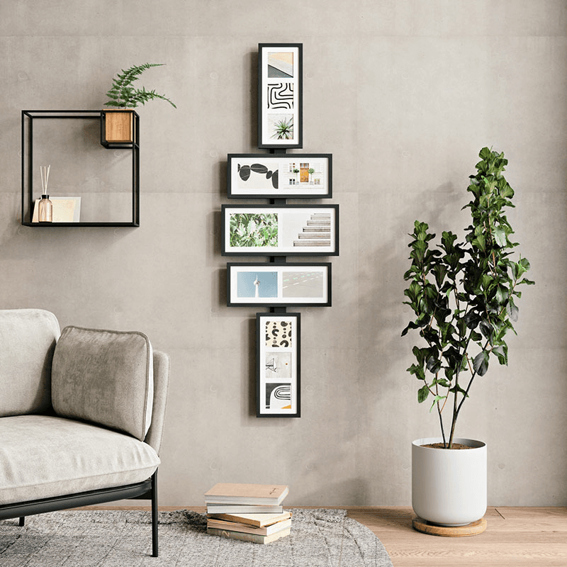 Shuffle Set of 5 Photo Frames, Black