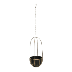 Image showing the Kensington Indoor Hanging Planter, H60 x D24cm, Brass product.