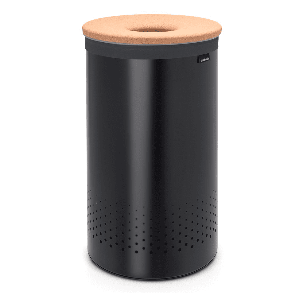 Laundry bin, 60 litre, Black With Cork Lid