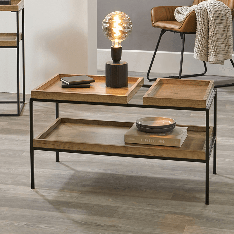 Gallery Coffee Table, Natural Wood Veneer and Black
