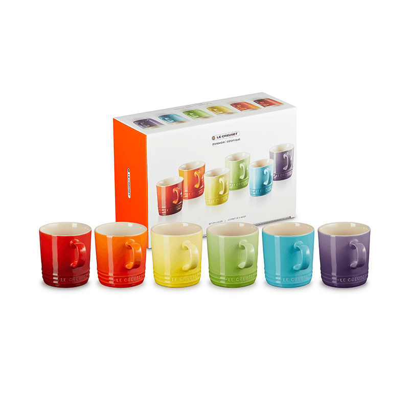 Stoneware Set of 6 mugs, 350ml, Rainbow