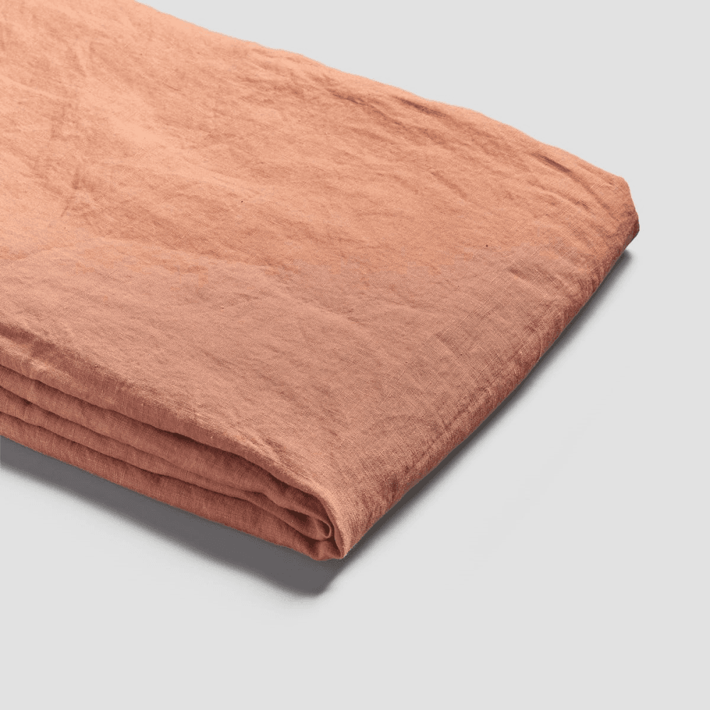 Burnout Orange Linen Duvet Cover, Super King