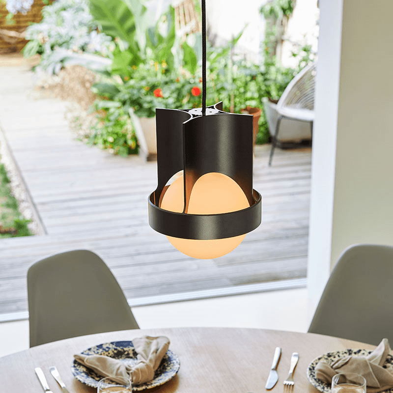 Large Loop Single Pendant with Sphere IV, Dark Grey