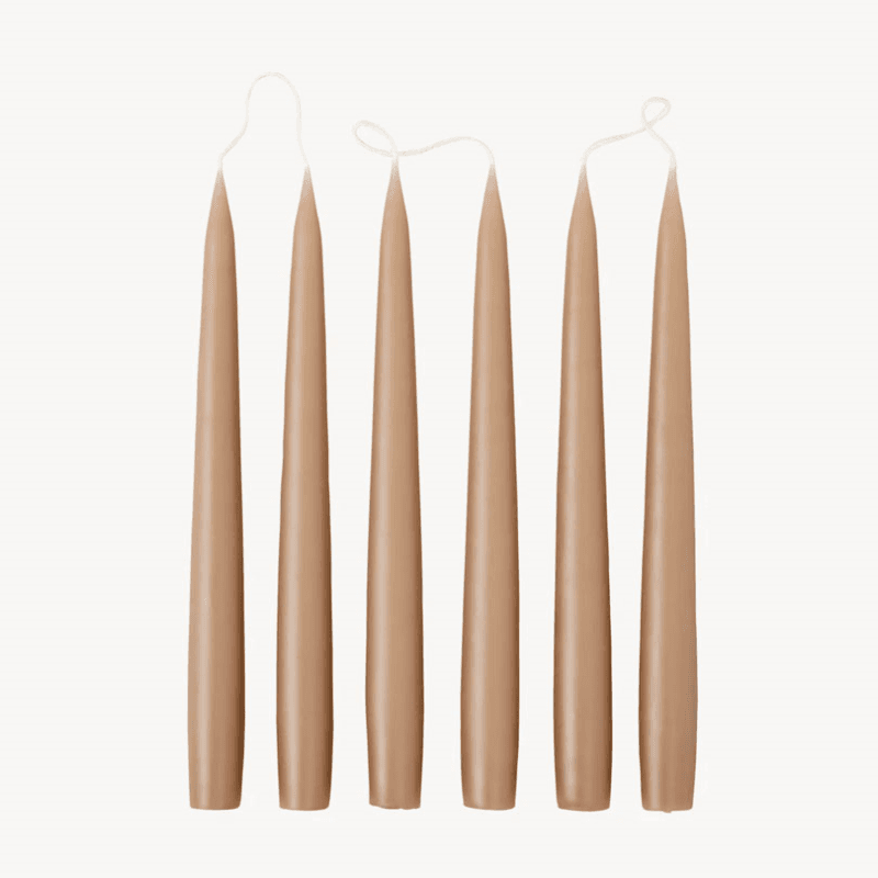 Set of 6 Tapered Dinner Candles, H25cm, Cappuccino