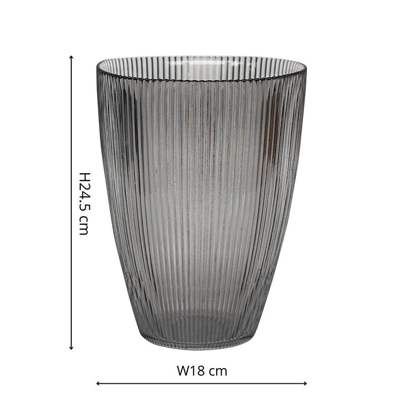 Ribbed Tall Vase, H24.5cm, Grey