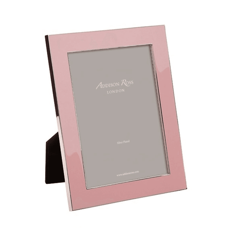 Enamel Range Photograph frame, 5 x 7" with 24mm border, Pale Pink With Silver Plate