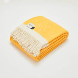 Image showing the Herringbone Blanket, 130 x 250cm, Yellow/Cream product.
