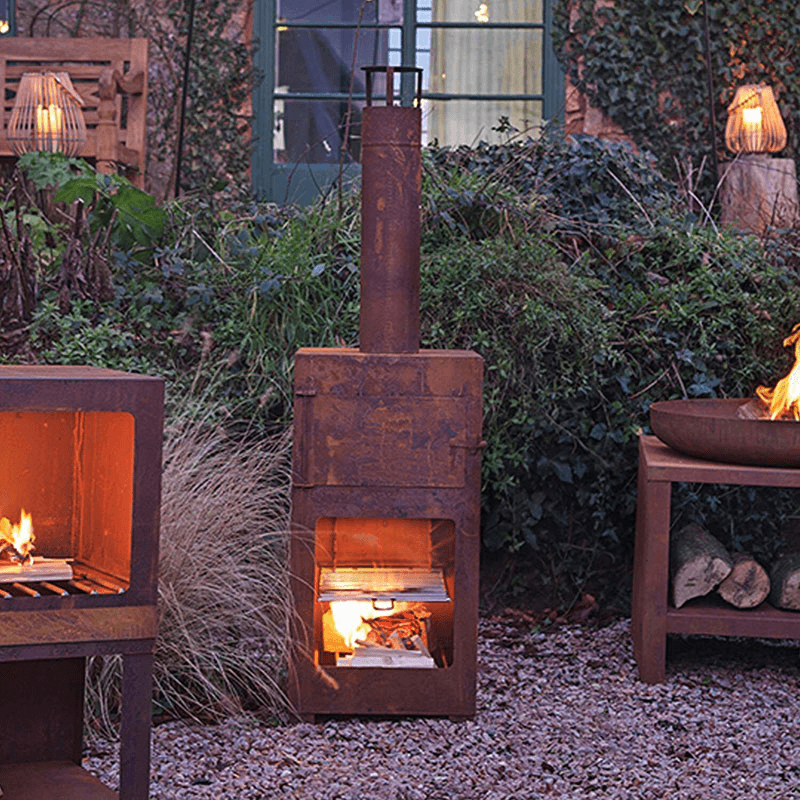 Outdoor Heater and Pizza Oven, H136cm, Rust