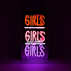 Image showing the Neon Box Girls Girls Girls Glass Sign, H19 x W38cm, Pink product.