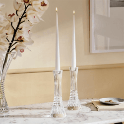 Image showing the Lismore Diamond Set of 2 Candlesticks, 25cm, Clear product.