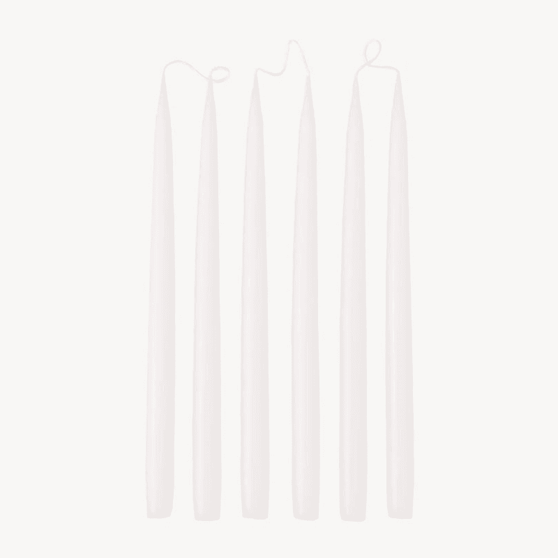 Set of 6 Tapered Dinner Candles, H35cm, White