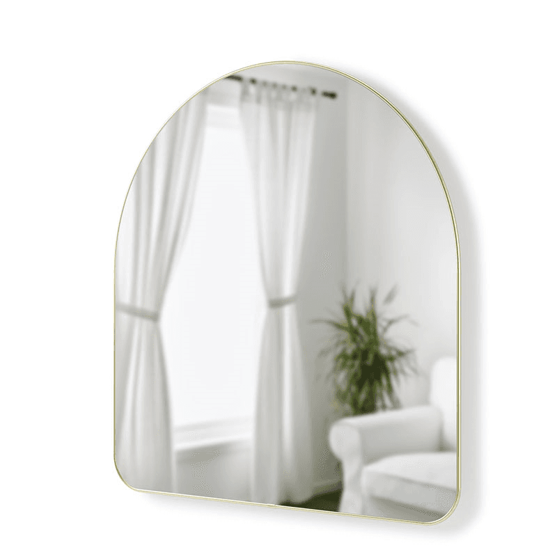Hubba Arched Mirror, 87 x 92cm, Brass