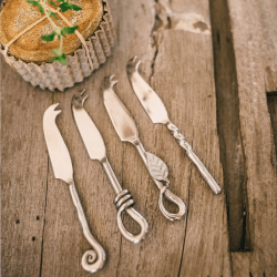 Image showing the Mixed Designs Set of 4 mini cheese knives, 11cm, Stainless Steel product.