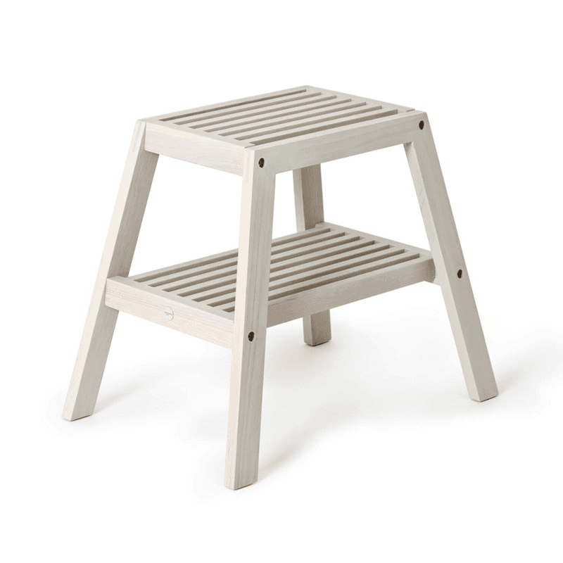 Slatted stool, H42 x W50.5 x D35.4cm, Oyster White