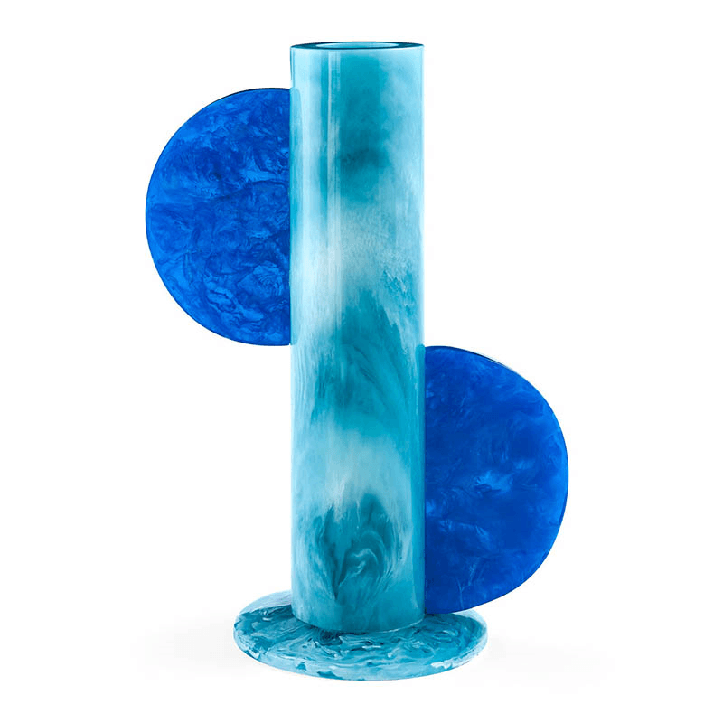 Mustique Cylinder Vase, H31cm, Turquoise/Blue