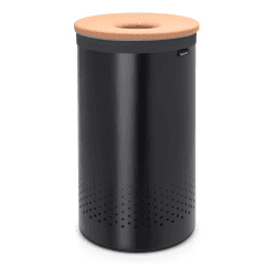 Image showing the Laundry bin, 60 litre, Black With Cork Lid product.