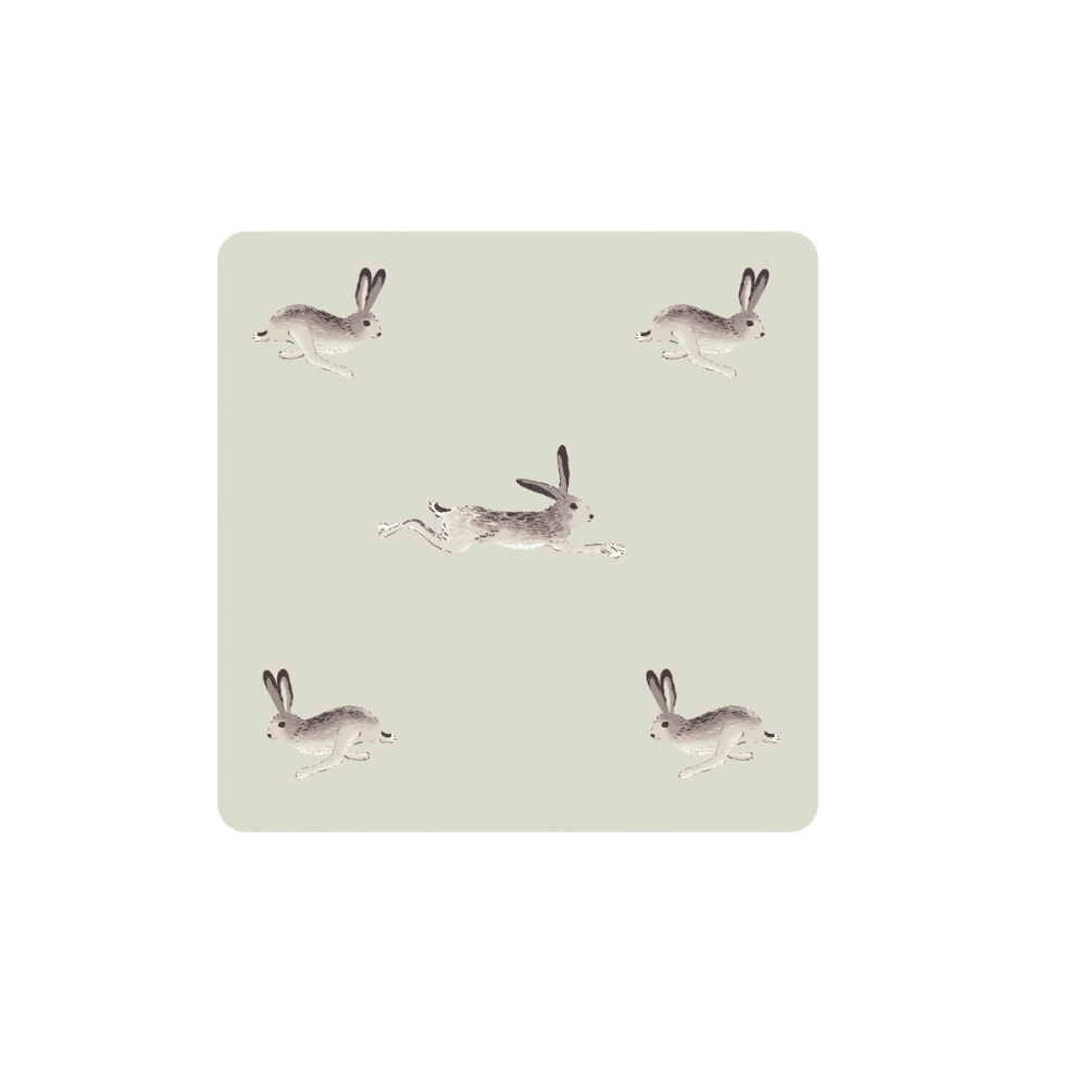 Hare Set of 4 coasters, 10.5 x 10.5cm, Stone