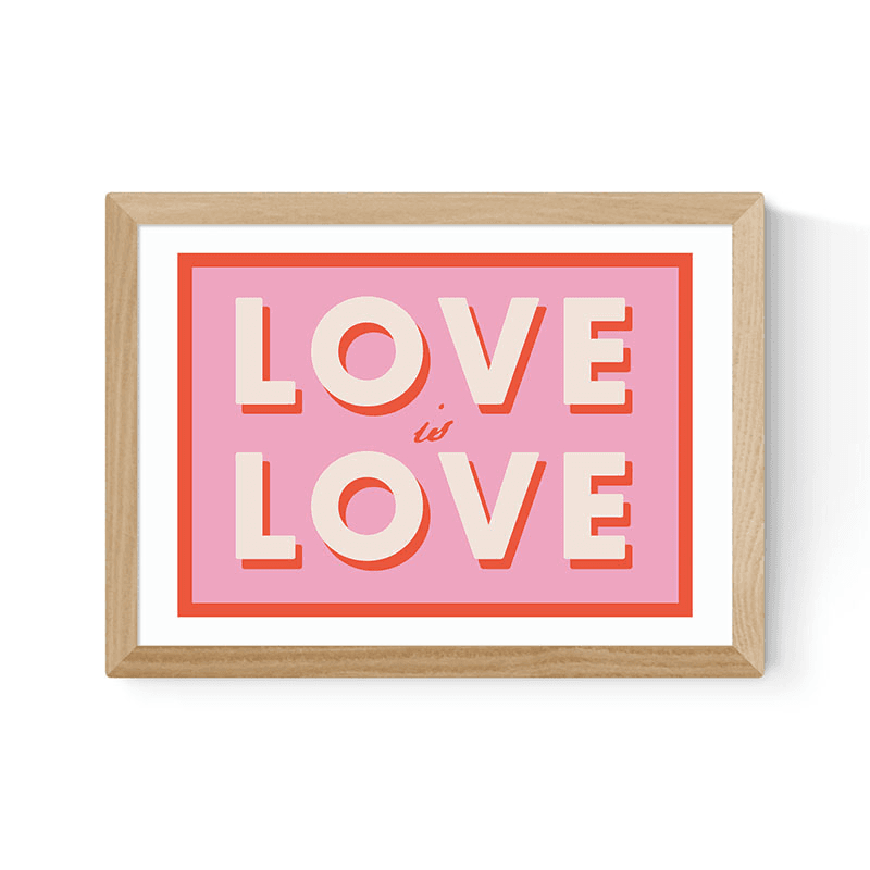Studio Eleni Love Is Love Print, A3, Oak Frame